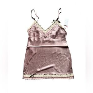 Gold Hawk Silk Lace Camisole Mauve Shadow NWT Size L